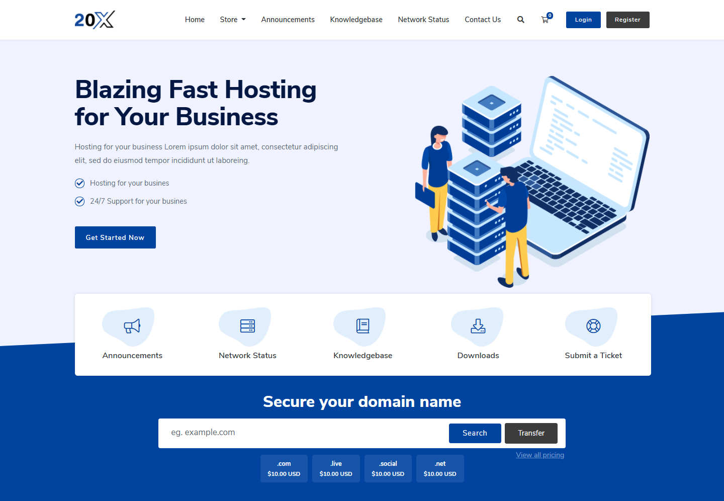 TwentyX WHMCS Client Area Template V1.2.9