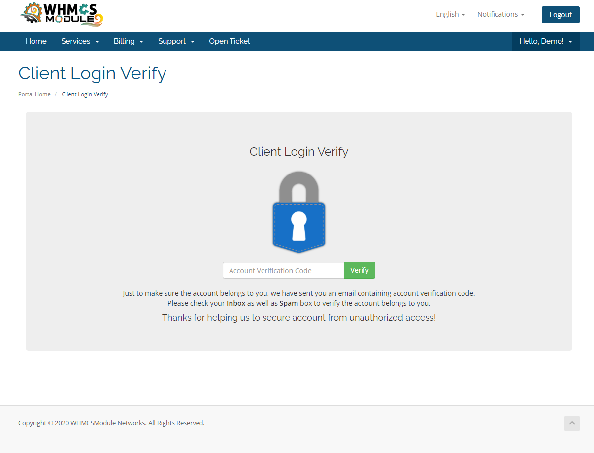 Client Login Verify Whmcs